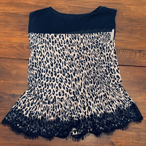 Navy Cheetah Blouse Ann Taylor